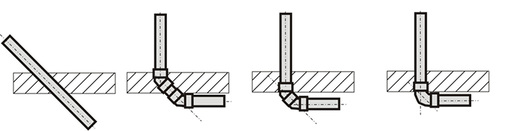 <p>
<span class="GVAbbildungszahl">4</span>
 Auswahl möglicher Bauarten in einem Verwendbarkeitsnachweis 
</p>

<p>
Oben: Gerades Rohr; Abzweig über der Decke / Verbindung in der Decke; Abzweig in der Decke mit Objektanschluss; Abzweig in der Decke mit Bodenablauf. Unten: Schräg verlaufendes Rohr; Rohr mit Bogen und Rohr (Fallstrangauflösung) in der Decke; Rohr mit Bögen unter der Decke; Rohr mit Bogen unter der Decke. 
</p>

<p>
</p> - © Lorbeer

