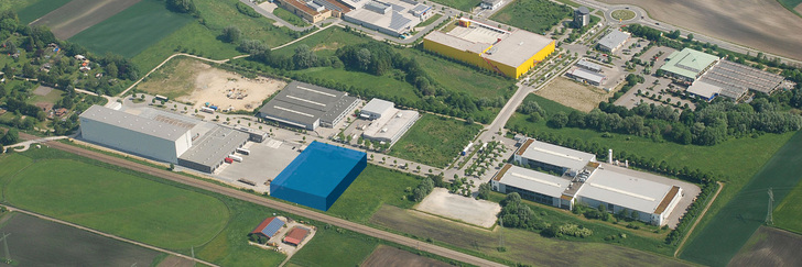Luftaufnahme des ebm-papst-Standorts Landshut mit dem geplanten Neubau. - © ebm-papst
