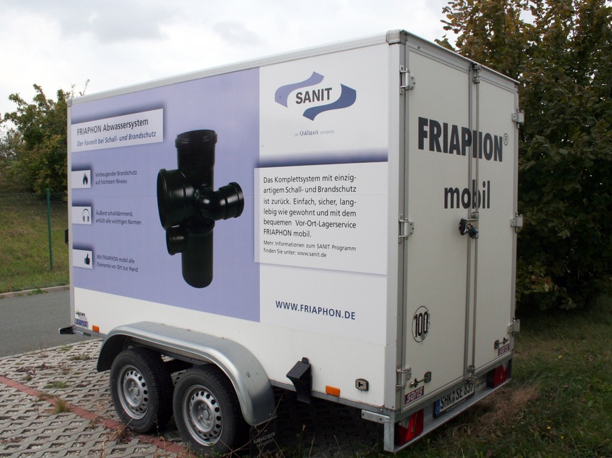 Friaphon-mobil: Lager vor Ort, Lieferung direkt auf die Baustelle, Abrechnung nur nach tatsächlichem Bedarf.