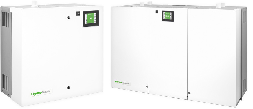 5 Die Dampfluftbefeuchter der Serie HygroMatik FlexLine gibt es als Elektroden- oder Widerstands-Heizkörper-Dampfluftbefeuchter. Mit sechs Gerätegrößen decken sie Dampfleistungen von 3 bis 130 kg/h ab.