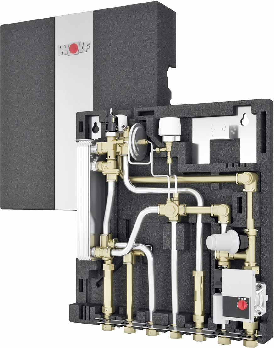 Bild 2 CAT-Wohnungsstation. In Hybrid-Heizsystemen können sie die hohen Anforderungen im Neubau wirtschaftlich und ohne Kompromisse erfüllen.