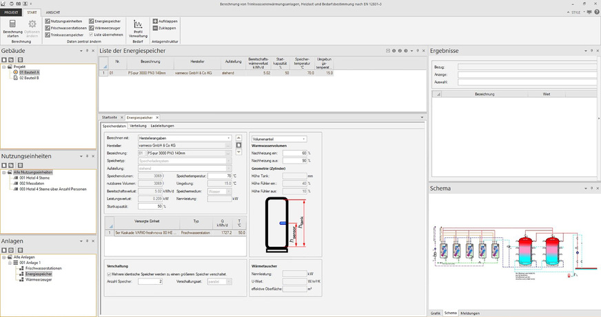 Bild 4: Auswahl des Wärmespeichers in FALTINtool professional 7.0.