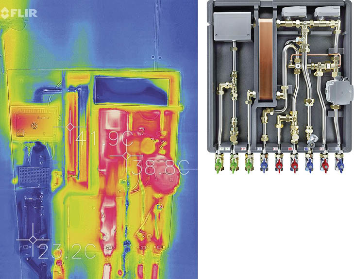 Bild 4: Kaltes Trinkwasser bleibt kalt. Die Wohnungsstation Combi Port E von KaMo verfügt über eine thermische Trennung von warm- und kaltgehenden Leitungen. So ist kaltes Trinkwasser sicher vor Erwärmung geschützt.