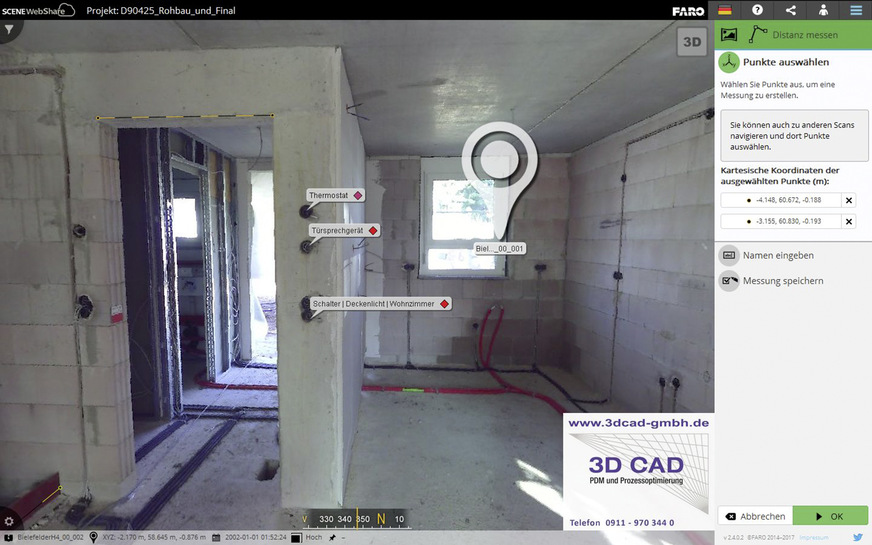 Aus den Mess- und Fotodaten generierte 360°-Fotopanoramen unterstützen die Dokumentation und Qualitätskontrolle.