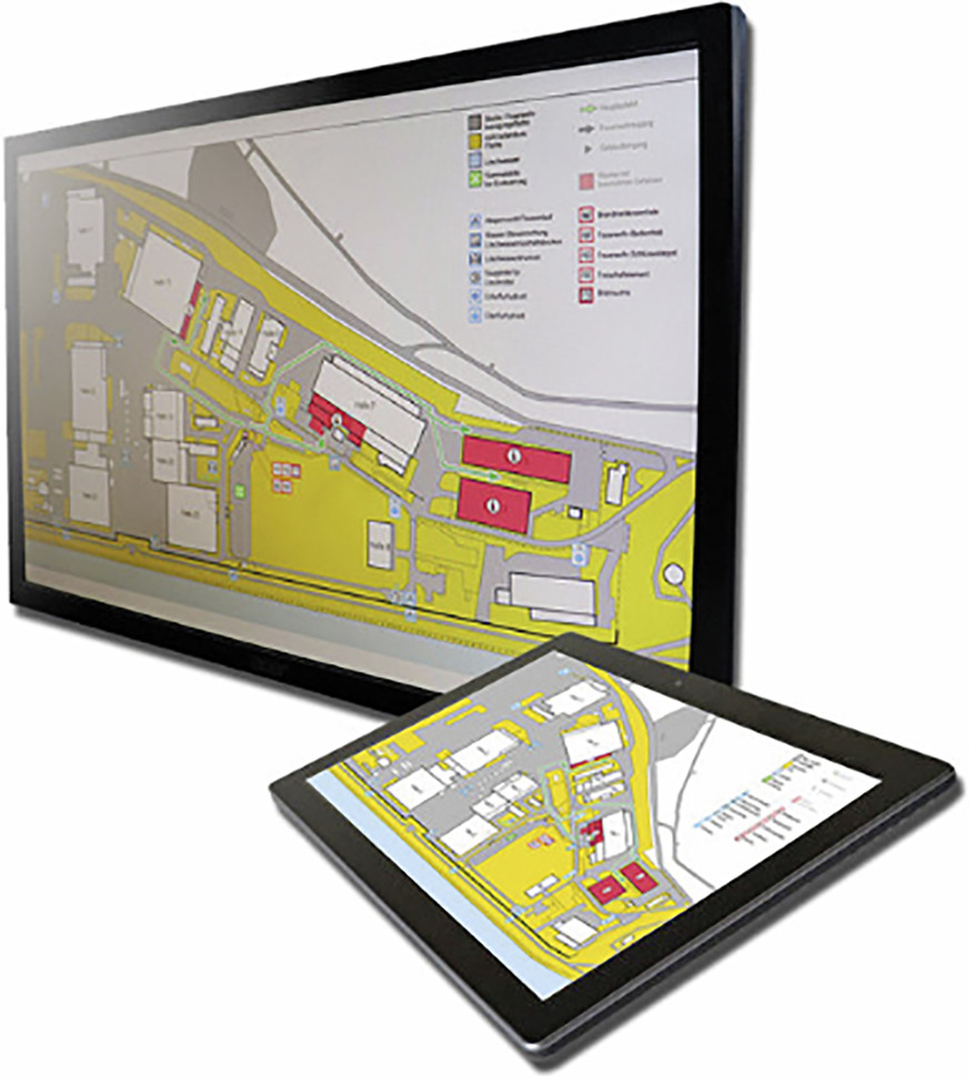 re'graph: Das digitale Brandmeldetableau BMT-DIG sorgt an oder in Feuerwehr-Anlaufstellen für eine schnelle Information der Einsatzleitung.