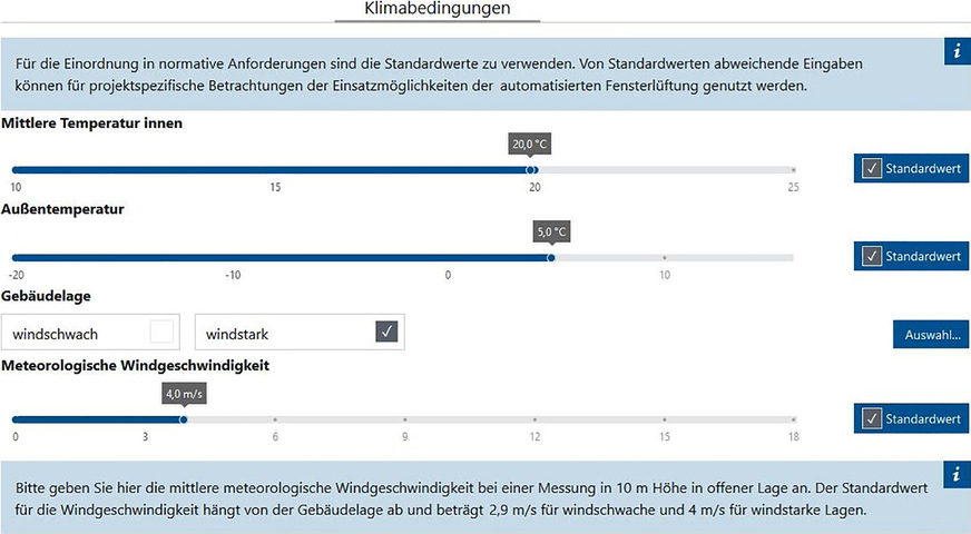 Bild 3 Auswahl der Klimabedingungen in der KNL-Planungshilfe.