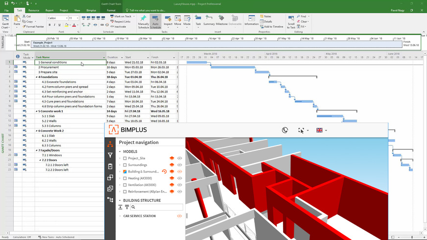 Bild 8 Werden dreidimensionale BIM-Modelle mit der vierten Dimension Zeit verknüpft, entstehen Bauzeitenpläne oder Bauablaufsimulationen.