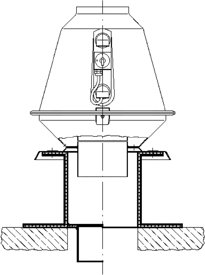 Bild 2 Dachventilator CRDV-D 200/200 mit Dachaufbausockel aus PPs.