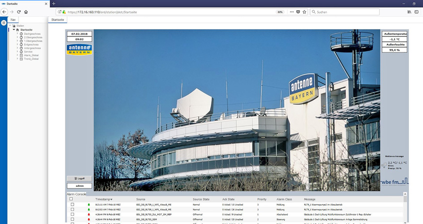 Bild 6 Startseite des Saia PCD Supervisor von Antenne Bayern.