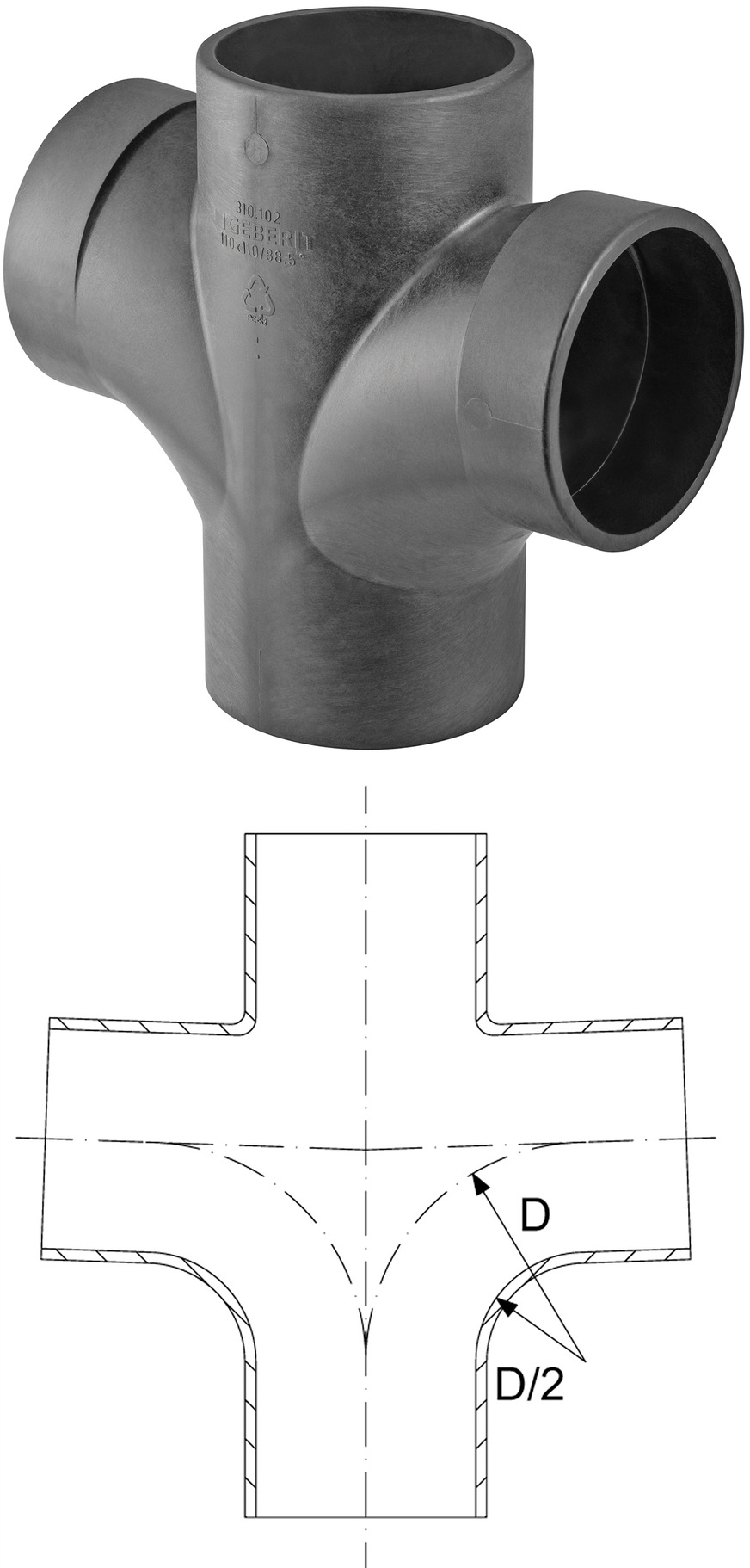 Bild 3  Doppelabzweig: Der Bogenradius (Größe des halben Durchmessers) spielt die entscheidende Rolle, denn nur so lassen sich Anwendungsgrenzen erweitern.