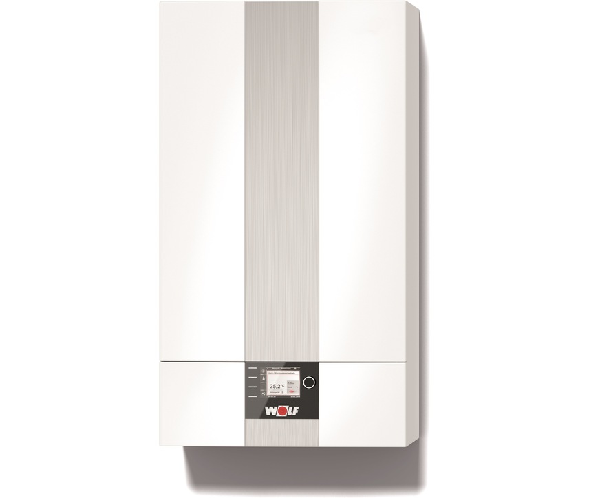 Der Gas-Brennwertheizkessel CGB-2-38/55 von Wolf wurde erfolgreich für die Beimischung von bis zu 20 Vol.-% Wasserstoff nach DVGW zertifiziert und ist damit für ihren zukünftigen Einsatz „H2-ready“.