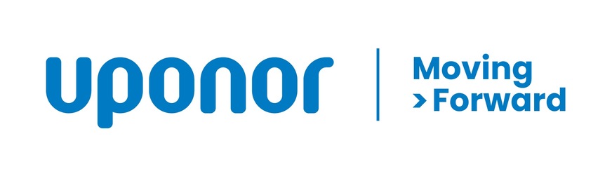 Das Logo von Uponor wird zukünftig durch den Slogan Moving Forward gestützt. Er steht für zukunftsorientierte Gebäudelösungen und Serviceleistung für die Kunden.