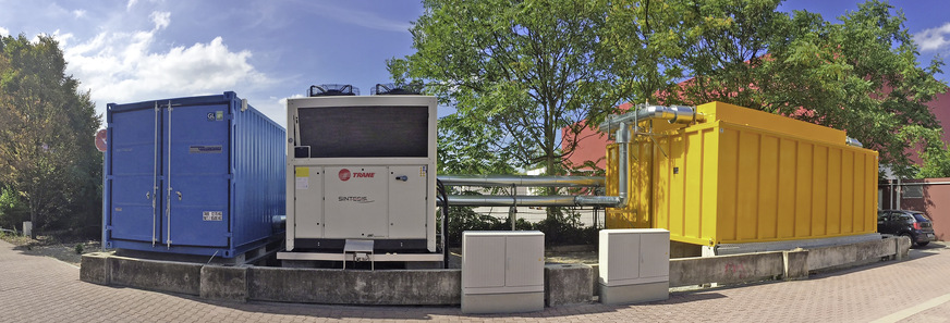Am neuen Außenstandort in Weiterstadt setzt Merck für die Raumkühlung Eisspeicher zum Ausgleich von Lastspitzen ein.