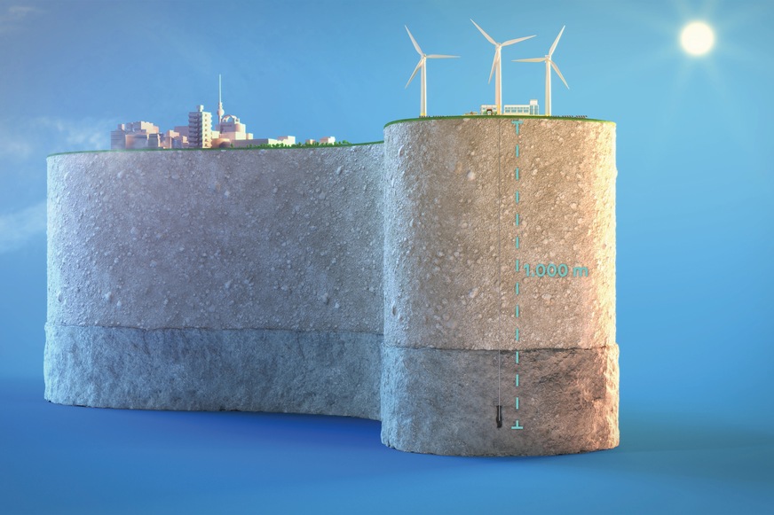 Die Wasserstoff-Testkaverne wird in 1000 m Tiefe ausgesolt.