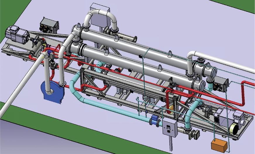 Bild 7 Die Pilotanlage CoBra (200 kW Wärme bei 350 °C, 80 kW Kälte bei − 80 °C) dient als Versuchsstand mit dem Ziel, die Austrittstemperatur nach und nach auf 500 °C zu steigern und in den MW-Bereich zu skalieren.