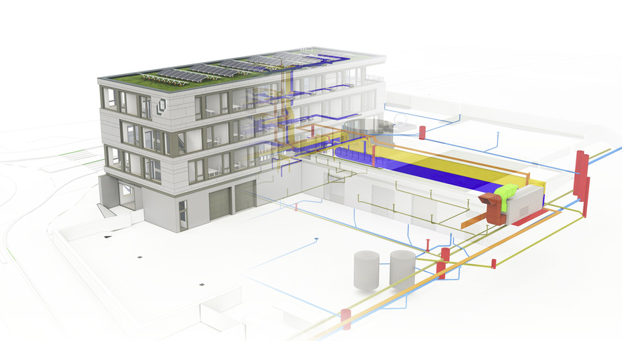 Digitales Gebäudemodell (vereinfacht) der neuen Firmenzentrale von Louis Opländer.