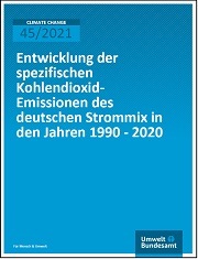 Entwicklung der spezifischen Kohlendioxid-Emissionen des deutschen Strommix in den Jahren 1990 – 2020.  