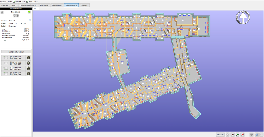 Bild 11 Bei großen Projekten sind grafische Übersichten nach Art, Größe und Leistung von Raumheizungen hilfreich.