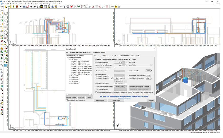 Bild 6 In CAD-Programme integrierte Heizlast-Rechner ermöglichen eine interaktive Optimierung von Projekten.