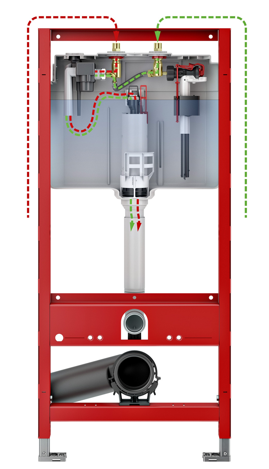 &nbsp;Bild 5 Mit dem Teceprofil WC-Modul mit integrierter Hygienespülung lässt sich Stagnation sowohl im Kalt- als auch im Warmwassernetz vermeiden. Das Spülwasser wird direkt über den Spülkasten entsorgt.&nbsp;
