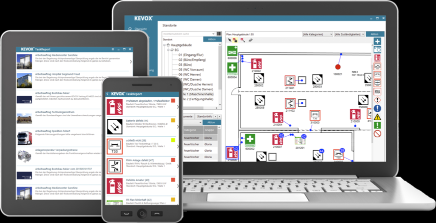 Bild 2 Brandschutzdokumentations-Lösungen bestehen meist aus einer mobilen Erfassungs-App und einer PC-Auswertungssoftware.