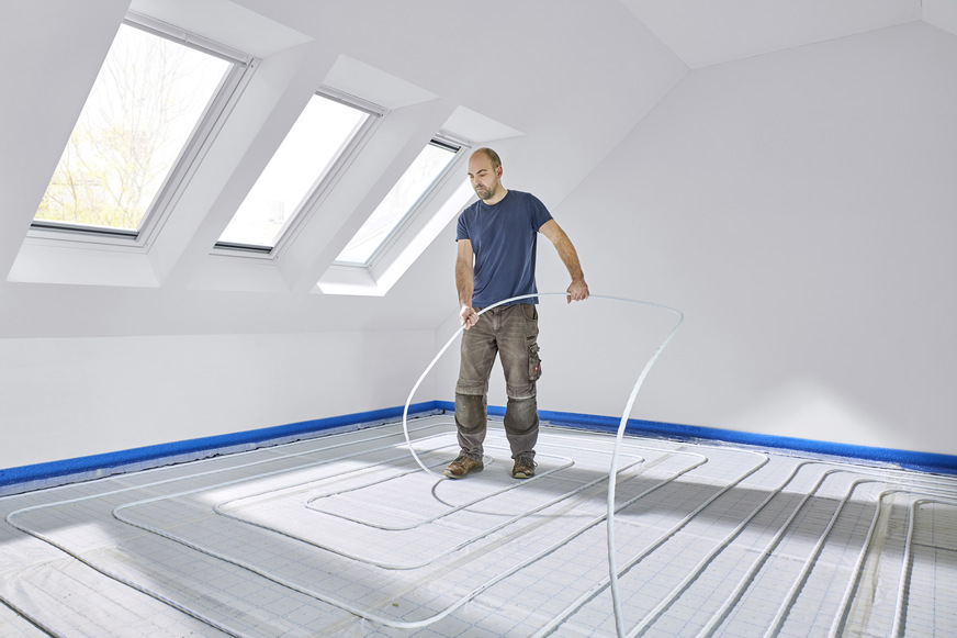 Uponor: Klett Silent mit Verlegeplatte aus Steinwolle.