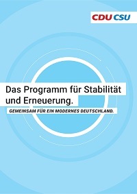 Titelseite des Wahlprogramms von CDU/CSU.