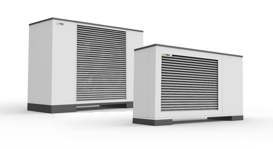 Bild 2 Luft/Wasser-Wärmepumpen der Power-Serie. Mit bis zu vier Maschinen in einer Kaskade lassen sich auch größere Wohngebäude monovalent beheizen.