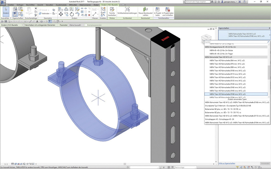 Bild 9 Durch die Parametrisierung der Produktdaten werden auch Änderungen im BIM-Modell sehr einfach. Ändert der Planer eine Nennweite, so sieht er sofort die Auswirkungen, ohne neue Daten aus seiner Bibliothek herunterladen zu müssen.