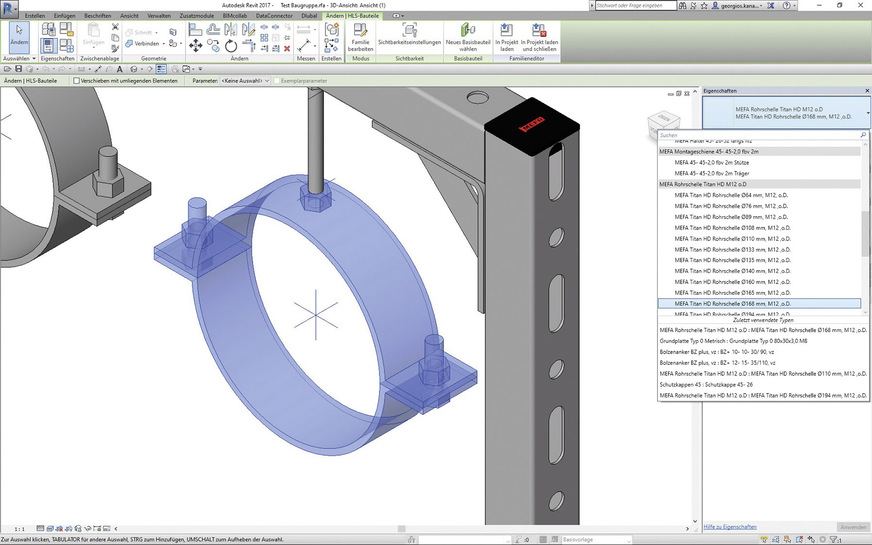 Bild 9 Durch die Parametrisierung der Produktdaten werden auch Änderungen im BIM-Modell sehr einfach. Ändert der Planer eine Nennweite, so sieht er sofort die Auswirkungen, ohne neue Daten aus seiner Bibliothek herunterladen zu müssen.