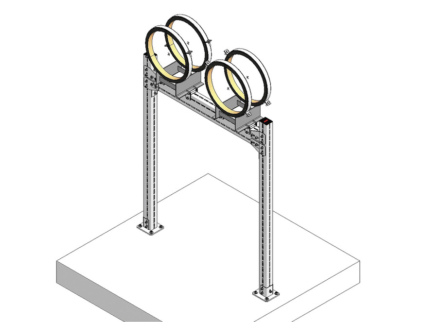 Bild 3 Die Rohrhalter aus Bild 2 in einer höheren Darstellungsqualität: Während die Montageschienen zunächst lediglich als Balken zu sehen waren, sind hier viele Produktdetails der Montageschiene Centum exakt dargestellt.