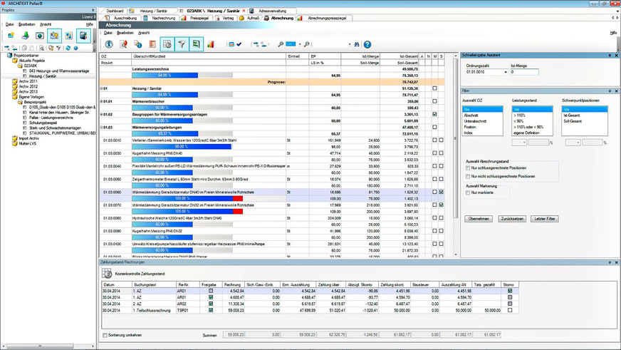 Bild 5  Soll/Ist-Vergleiche geben eine Übersicht über Leistungen und Zahlungsstände.