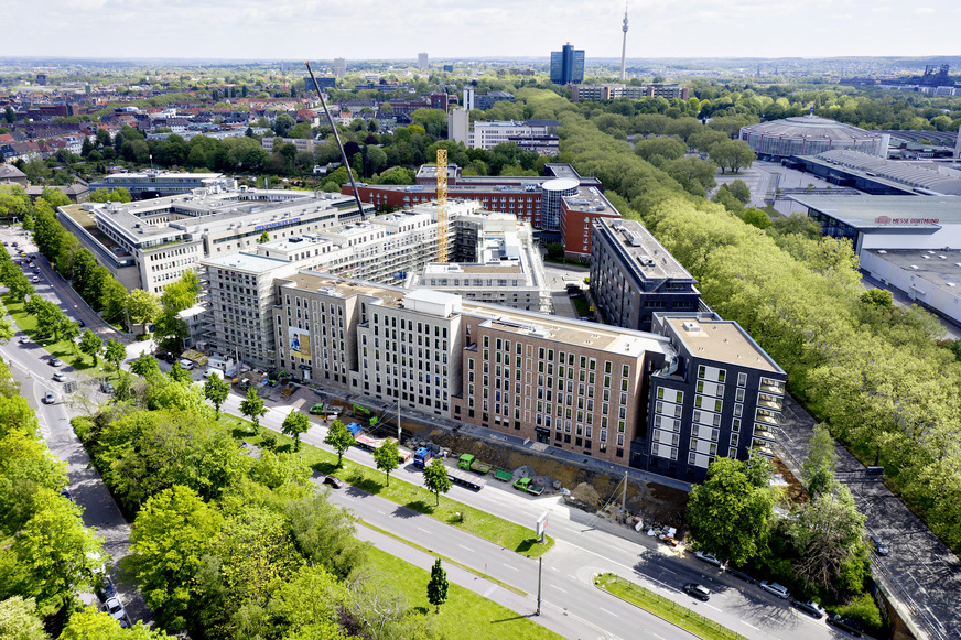 Bild 1 Großprojekt Berswordt Carree in Dortmund mit 365 Mikroapartments und 222 hochwertigen Mietwohnungen.