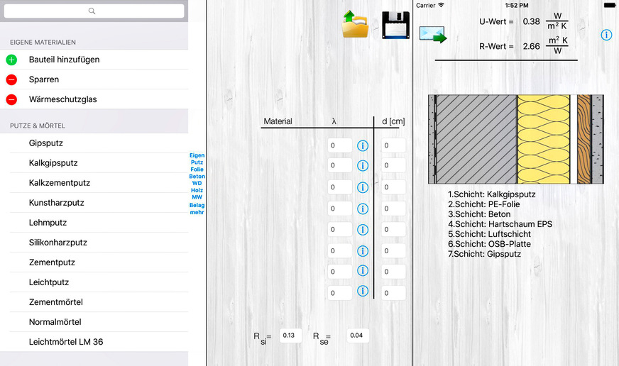 Bild 11 Auch überschlägig rechnende U-Wert-Apps für Android- und iOS-Mobilgeräte finden sich in den einschlägigen App-Stores.