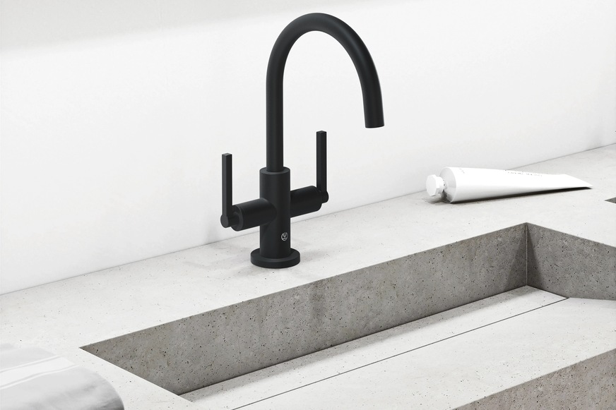 Kludi-Armatur in Mattschwarz.&nbsp;