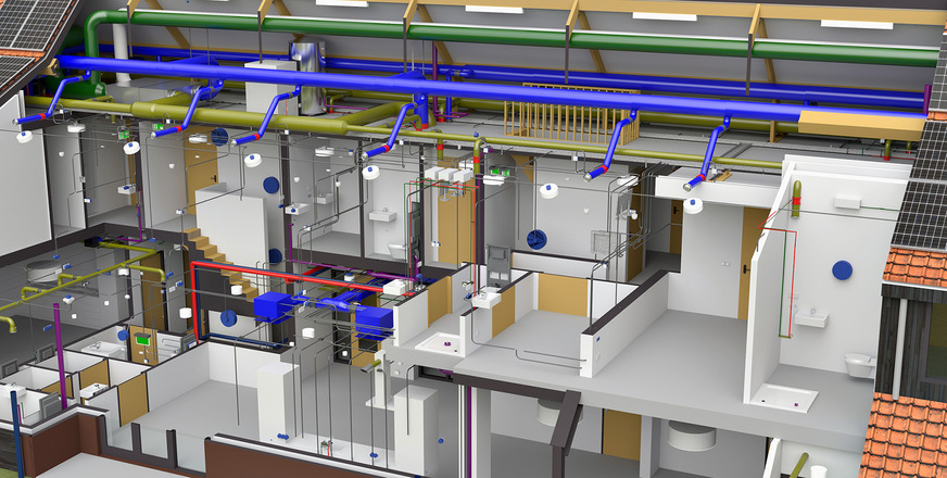 Bild 11 Erfolgt die Trinkwassernetz-Planung parallel mit anderen gebäudetechnischen Gewerken, lassen sich eventuelle Kollisionen schnell erkennen.