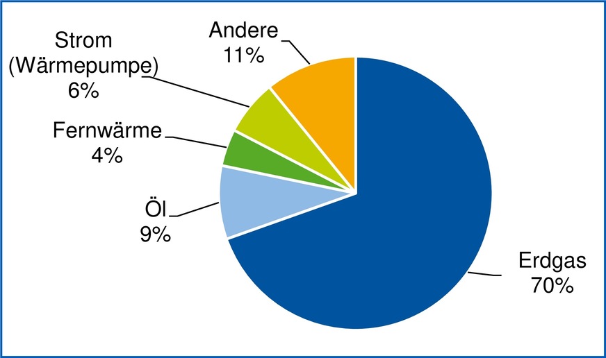 Bild 2 Energieträger für die Gebäudebeheizung für ausgewählte Gewerbegebäude.
