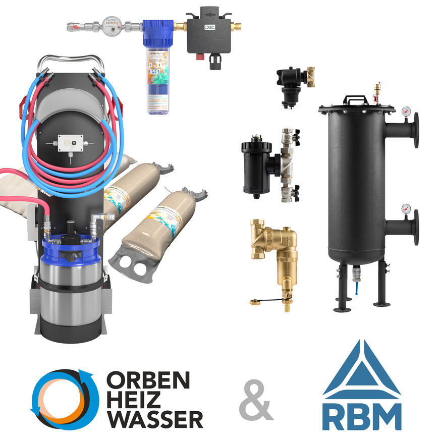 Die Produkte von Orben und RBM ergänzen sich zu einem vollständigen Angebot rund um die Heizungswasseraufbereitung und Anlagensicherheit.