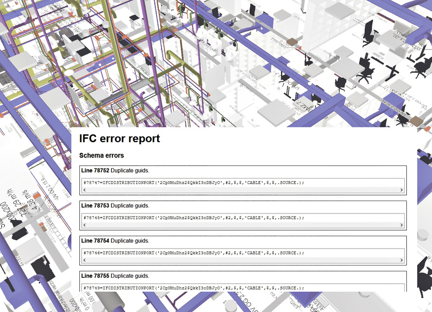 Bild 2 Fehlerprotokolle vereinfachen die Prüfung und Übergabe von IFC-Daten.