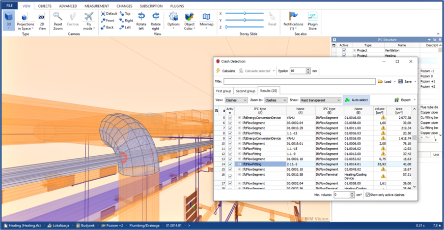 Bild 4 Werden Unstimmigkeiten im BIM-Modell erkannt, erstellt das Programm ein Fehler- und Kollisionsprotokoll, …