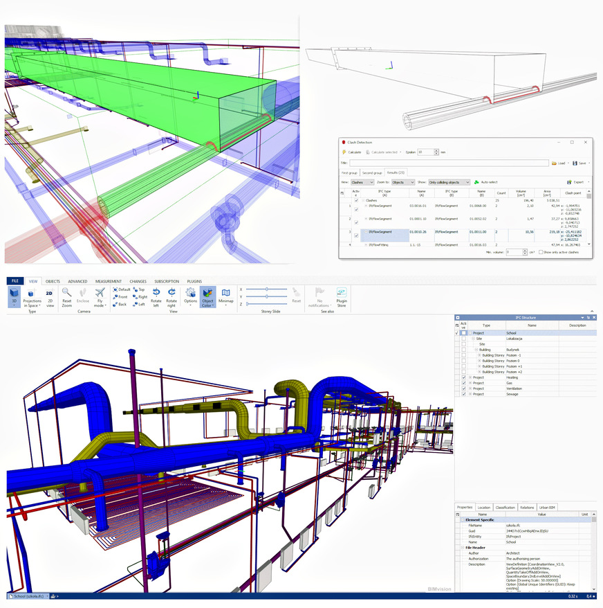 Bild 8 Werden mehrere Fachmodelle zusammengeführt, kann das Gesamtmodell visuell oder regelbaisert auf mögliche Kollisionen untersucht werden.