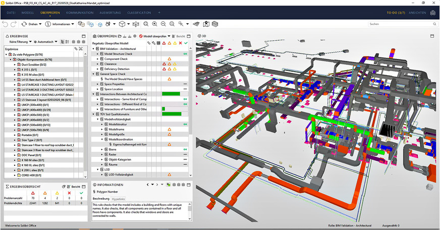 Bild 11 Bei der Modellprüfung von TÜV SÜD werden BIM-Modelle mithilfe regelbasierter Prüfungen in mehreren Schritten geprüft.