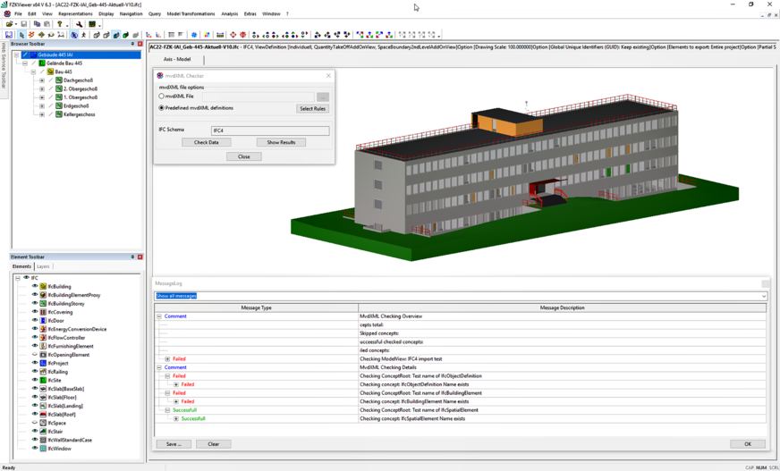 Bild 4 Das IFC-Modell wird grafisch, als Bauteilliste oder als Baumstruktur visualisiert.