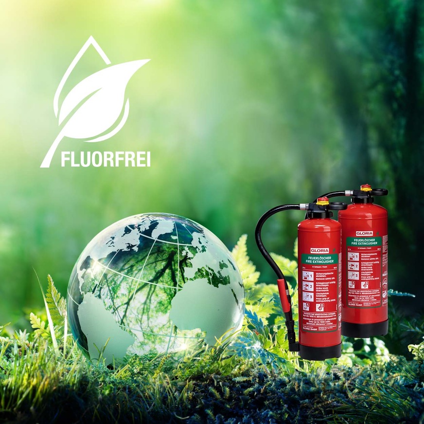 Fluorfreie Feuerlöscher der Gloria GmbH löschen nachhaltig und effizient.