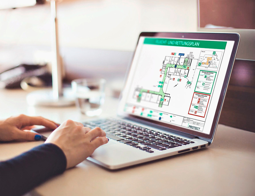 Bild 1 Die Erstellung und Aktualisierung von Flucht- und Rettungsplänen wird von speziellen Programmen mit zahlreichen Funktionen unterstützt.