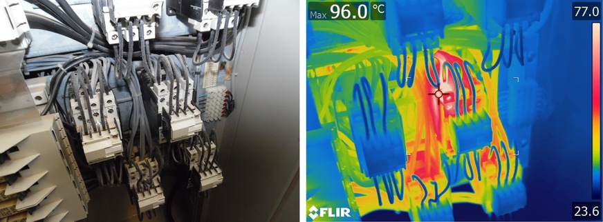 Bild 3 Auch in diesem Schaltschrank ist zunächst kein offensichtlicher Mangel zu erkennen. Das Thermogramm offenbart jedoch einen fehlerhaften Leiteranschluss.