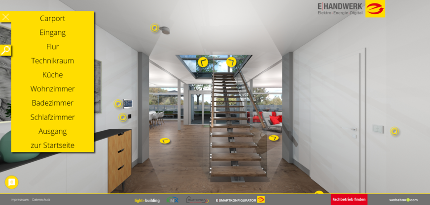 Eintreten und staunen: Das virtuelle E-Haus lädt Besucher dazu ein, sich über smarte Technologien zu informieren.