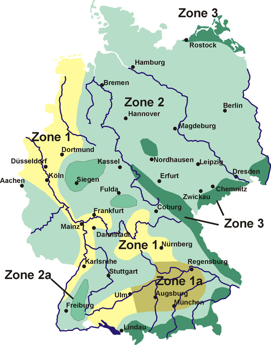 Schneelastenzonenkarte Deutschland.