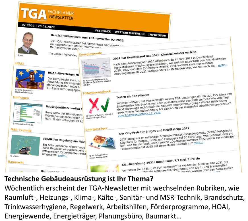 &nbsp;&nbsp; Jetzt kostenlos zum TGA+E-Newsletter anmelden!