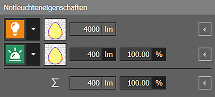 Bild 3 Notleuchteneigenschaften.